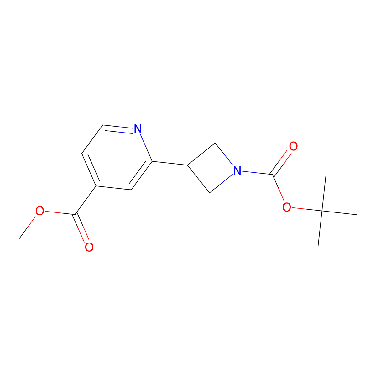 Methyl 2-{1-[(tert-butoxy)carbonyl]azetidin-3-yl}pyridine-4-carboxylate molecular structure, CAS 2387181-34-0