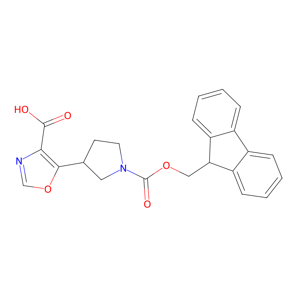 5-(1-{[(9H-fluoren-9-yl)methoxy]carbonyl}pyrrolidin-3-yl)-1,3-oxazole-4-carboxylic acid molecular structure, CAS 2387190-79-4