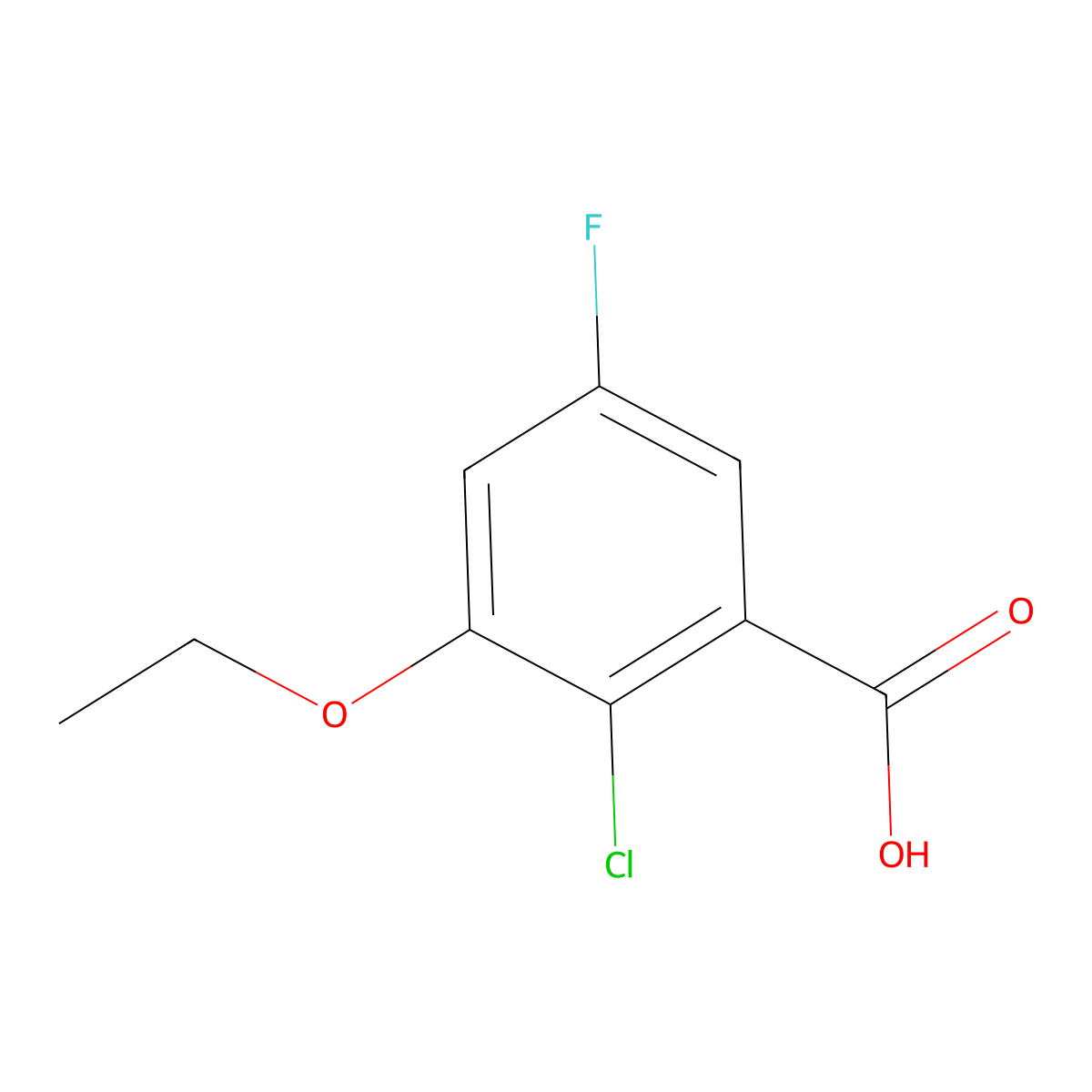2-Chloro-3-ethoxy-5-fluorobenZoic acid molecular structure, CAS 2387193-46-4