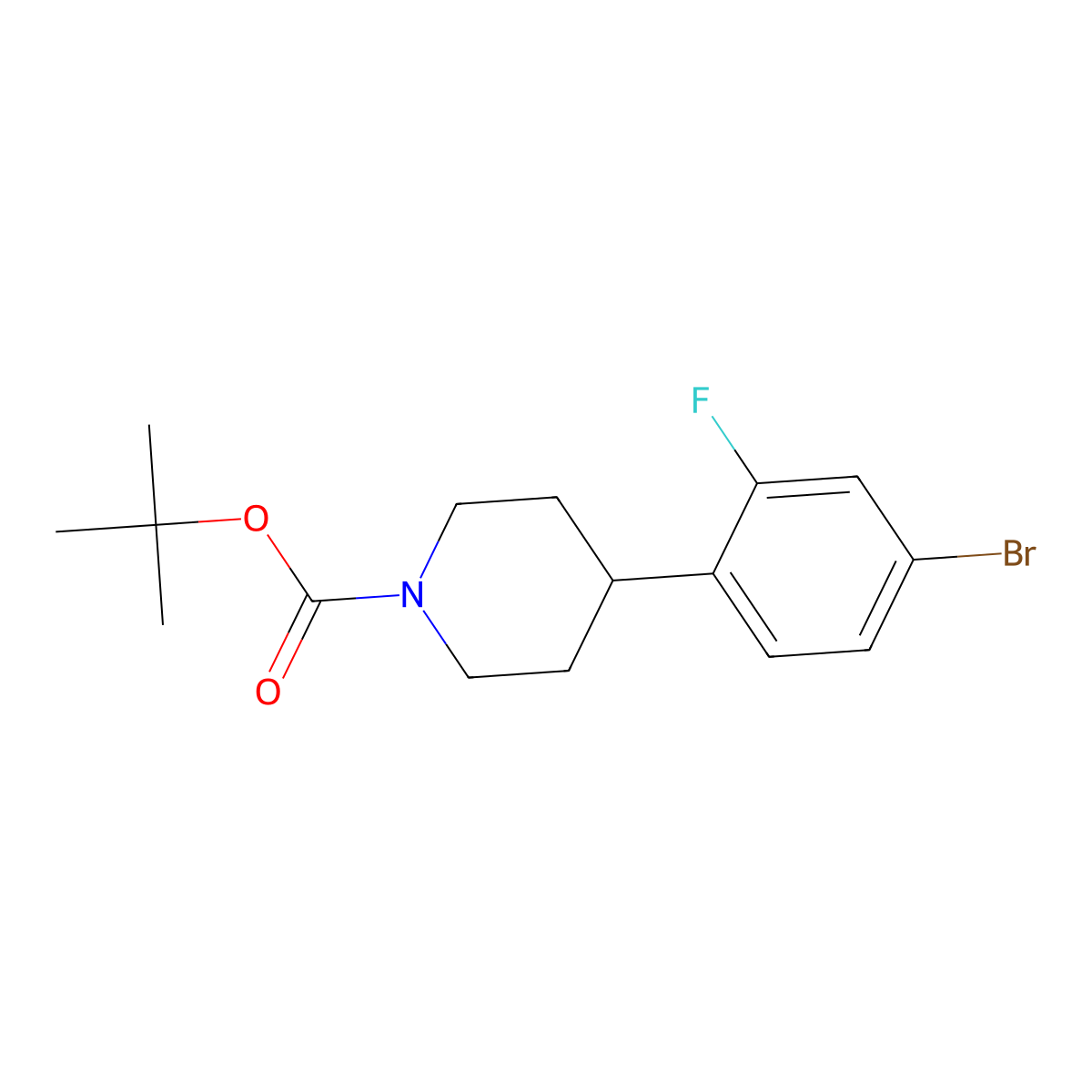 Tert-butyl 4-(4-bromo-2-fluorophenyl)piperidine-1-carboxylate molecular structure, CAS 2387195-11-9