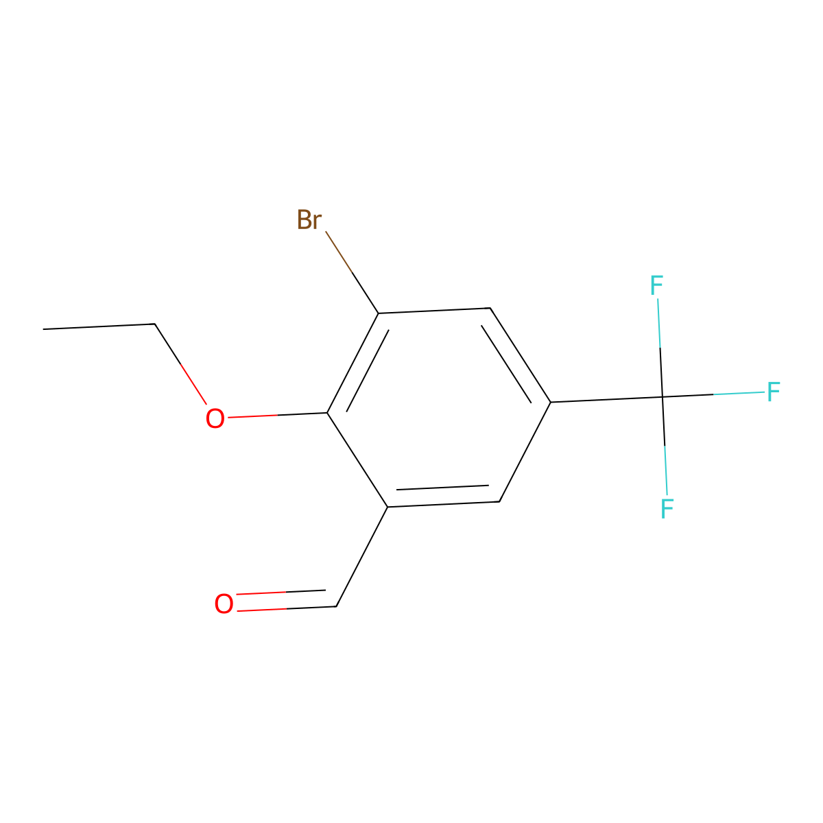 3-Bromo-2-ethoxy-5-(trifluoromethyl)benzaldehyde molecular structure, CAS 2387200-43-1