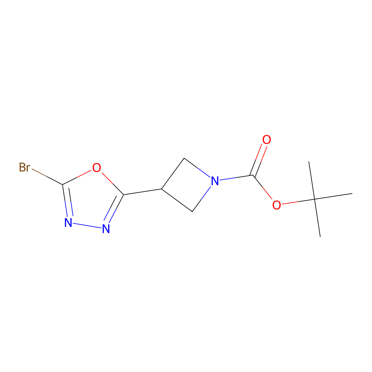 Tert-butyl 3-(5-bromo-1,3,4-oxadiazol-2-yl)azetidine-1-carboxylate molecular structure, CAS 2387200-77-1