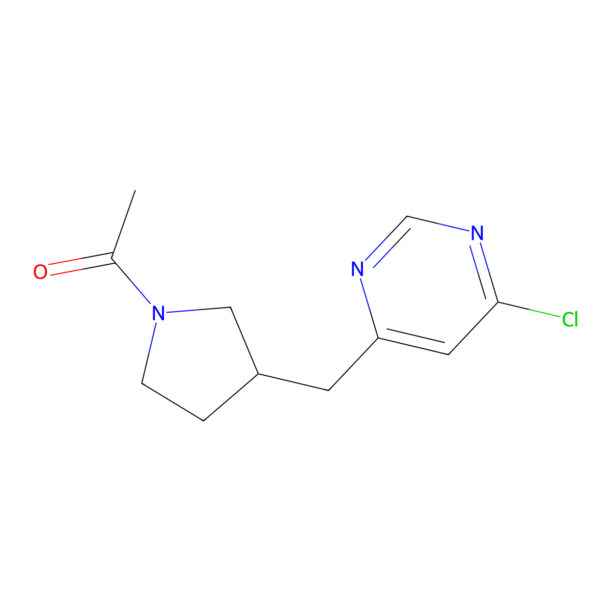 1-(3-((6-Chloropyrimidin-4-yl)methyl)pyrrolidin-1-yl)ethan-1-one molecular structure, CAS 2387207-22-7
