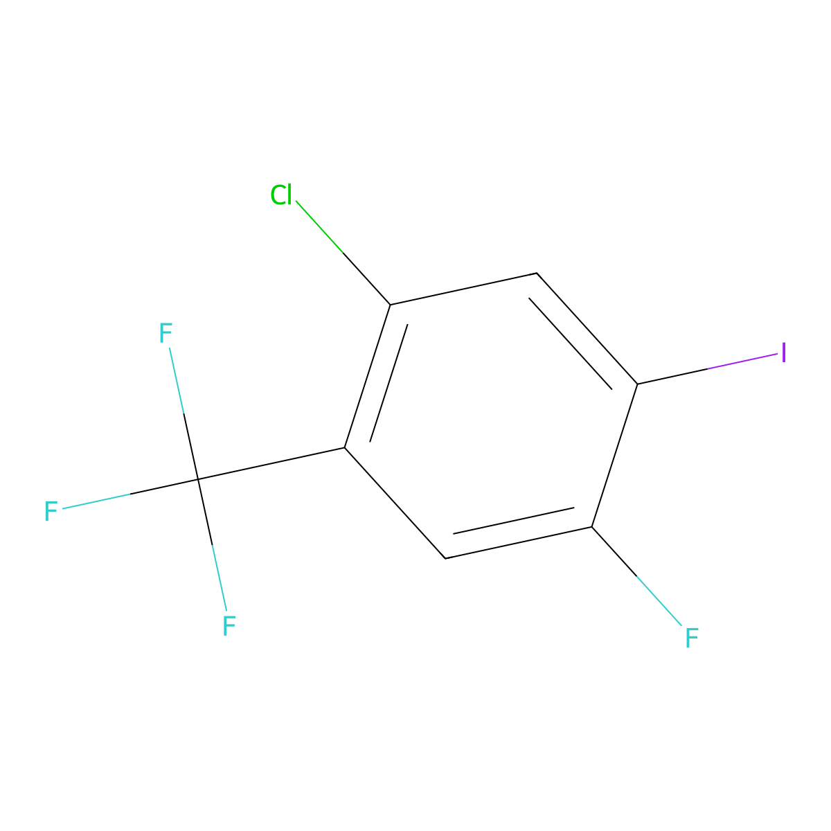 1-Chloro-4-fluoro-5-iodo-2-(trifluoromethyl)benzene molecular structure, CAS 2387213-26-3