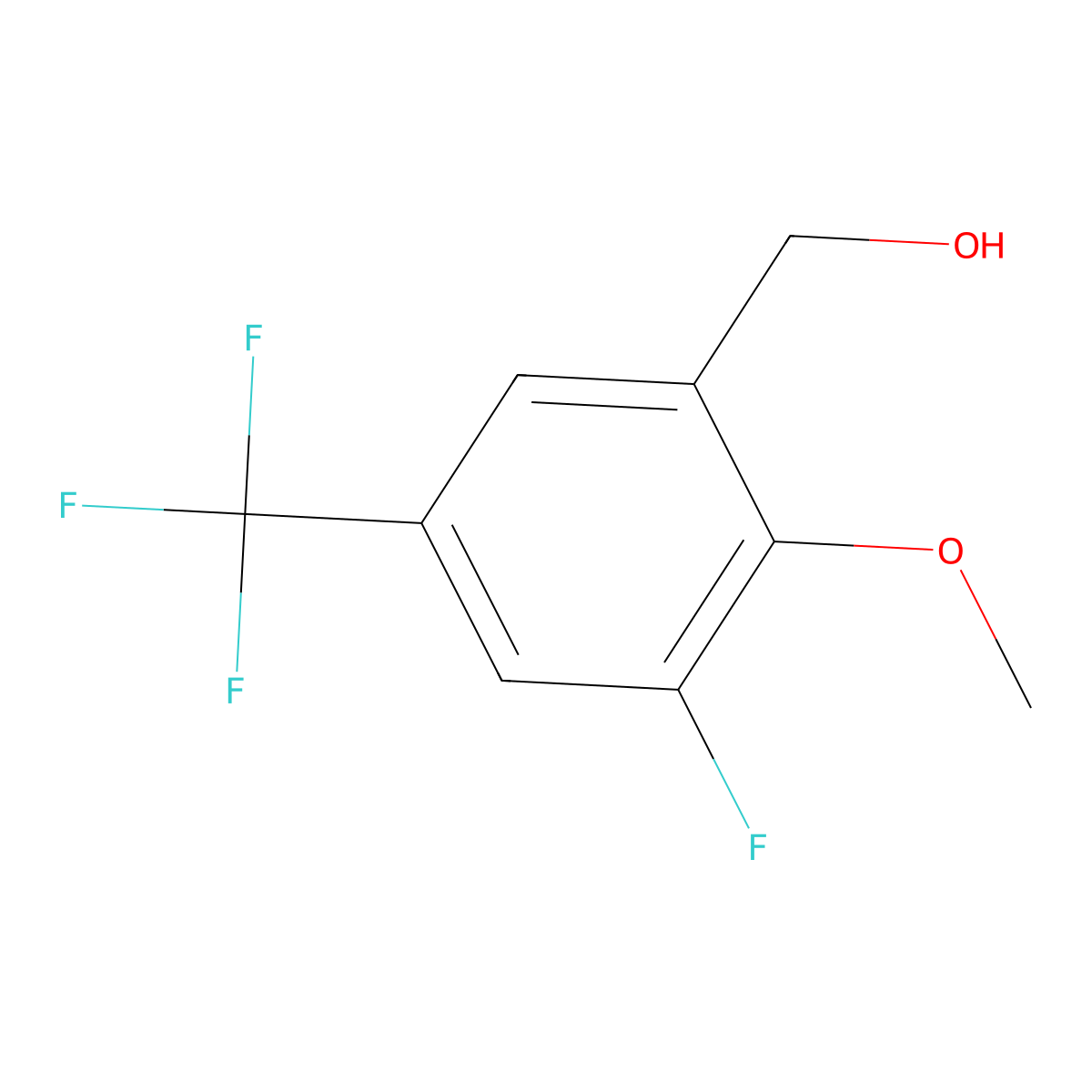 (3-Fluoro-2-methoxy-5-(trifluoromethyl)phenyl)methanol molecular structure, CAS 2387213-66-1