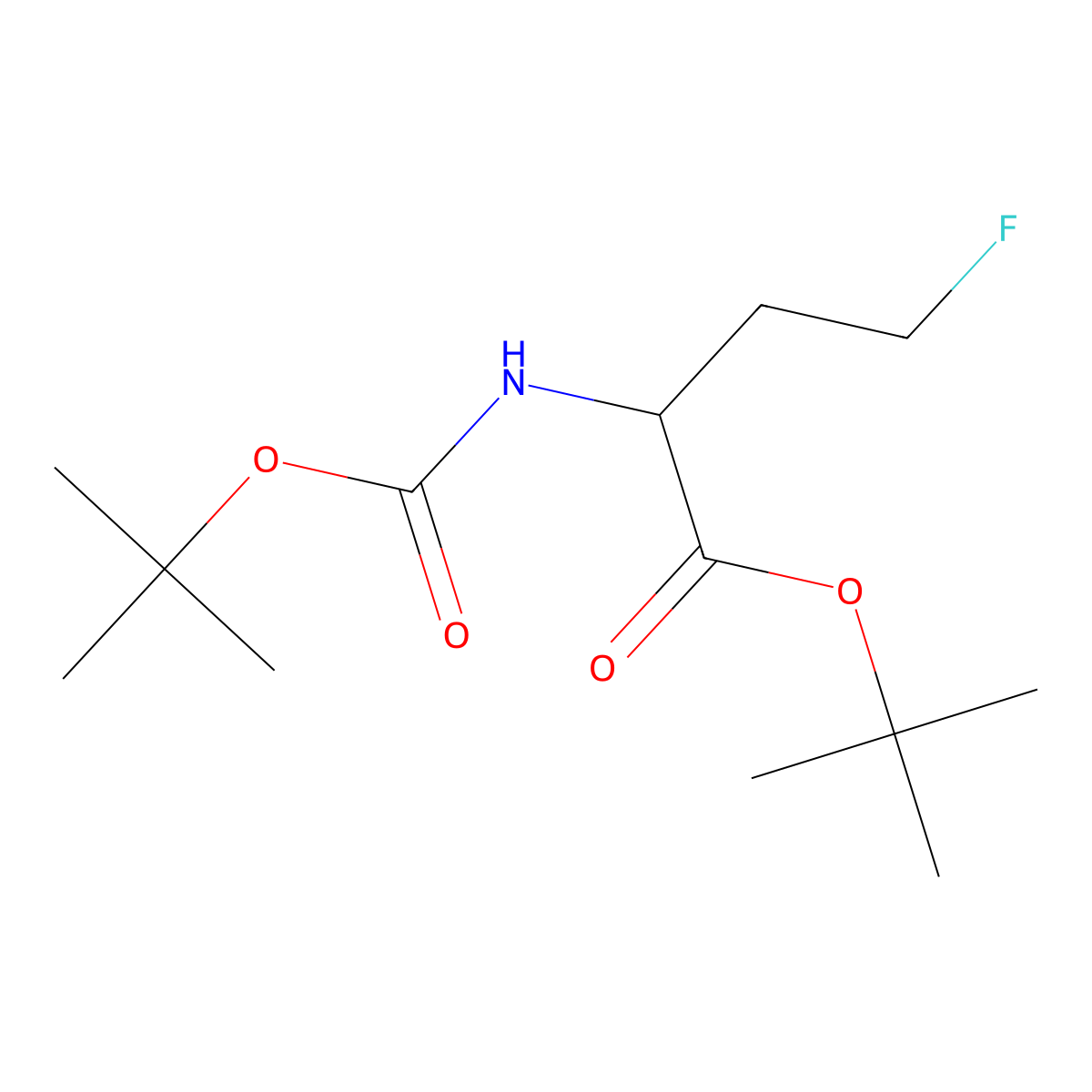 Tert-butyl 2-{[(tert-butoxy)carbonyl]amino}-4-fluorobutanoate molecular structure, CAS 2387215-36-1