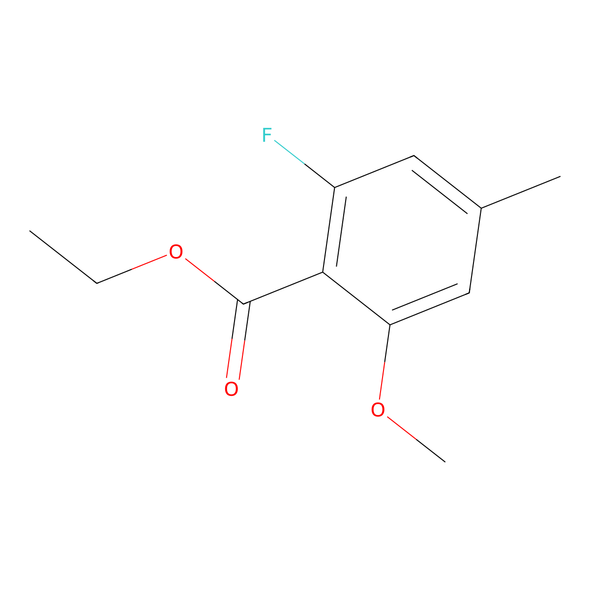 Ethyl 2-fluoro-6-methoxy-4-methylbenzoate molecular structure, CAS 2387217-92-5