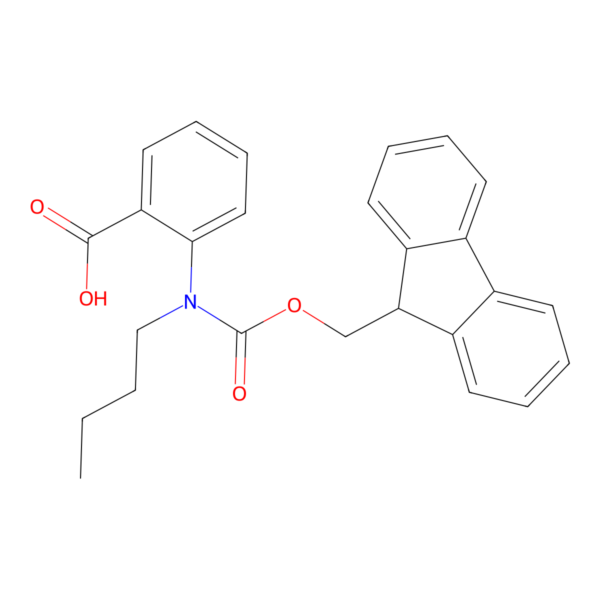 2-[butyl({[(9H-fluoren-9-yl)methoxy]carbonyl})amino]benzoic acid molecular structure, CAS 2387217-94-7