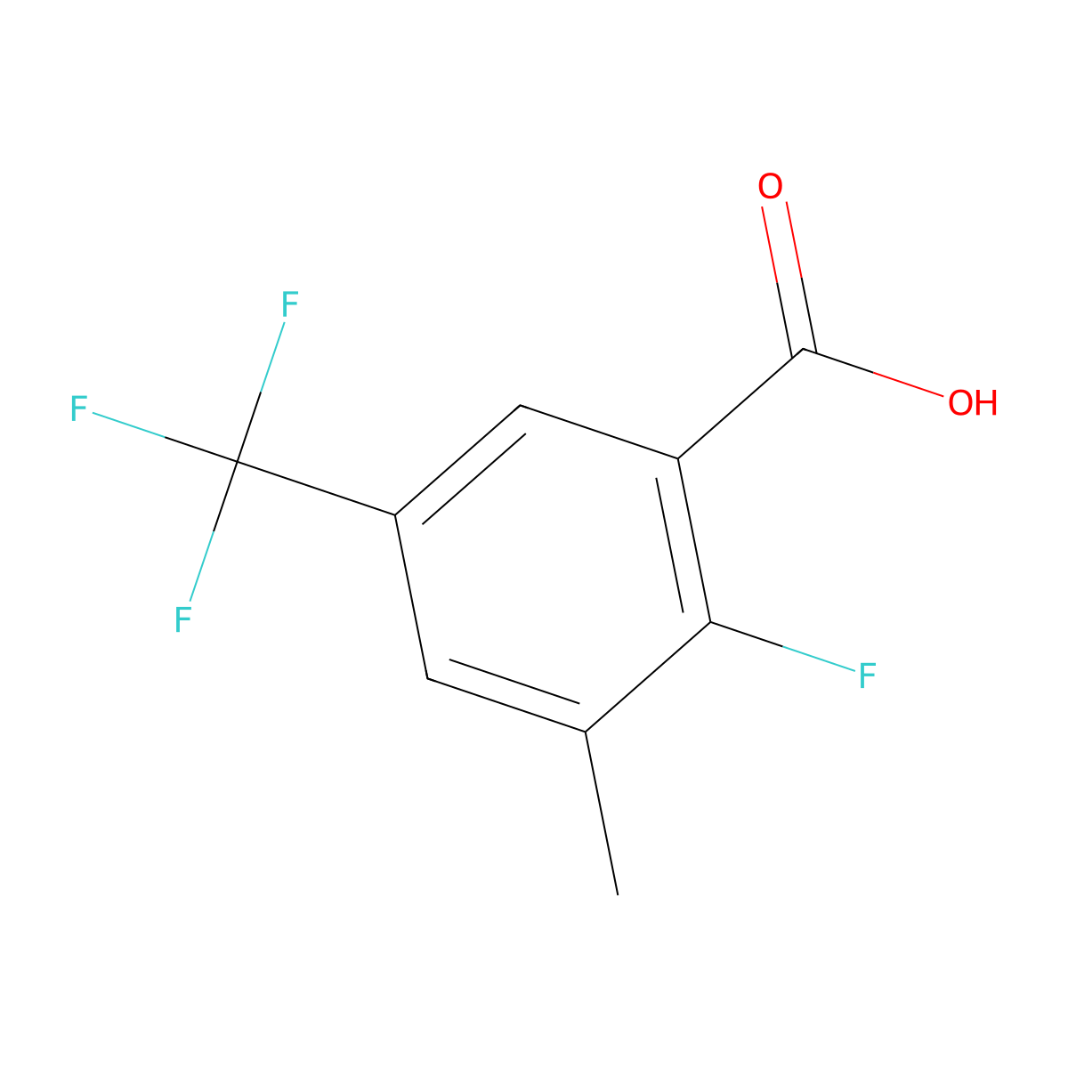 2-Fluoro-3-methyl-5-(trifluoromethyl)benzoic acid molecular structure, CAS 2387220-05-3