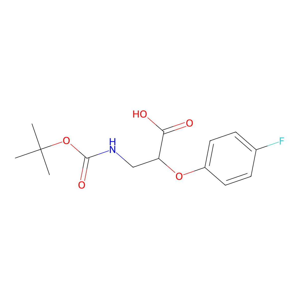 3-(((Tert-butoxy)carbonyl)amino)-2-(4-fluorophenoxy)propanoic acid molecular structure, CAS 2387225-14-9