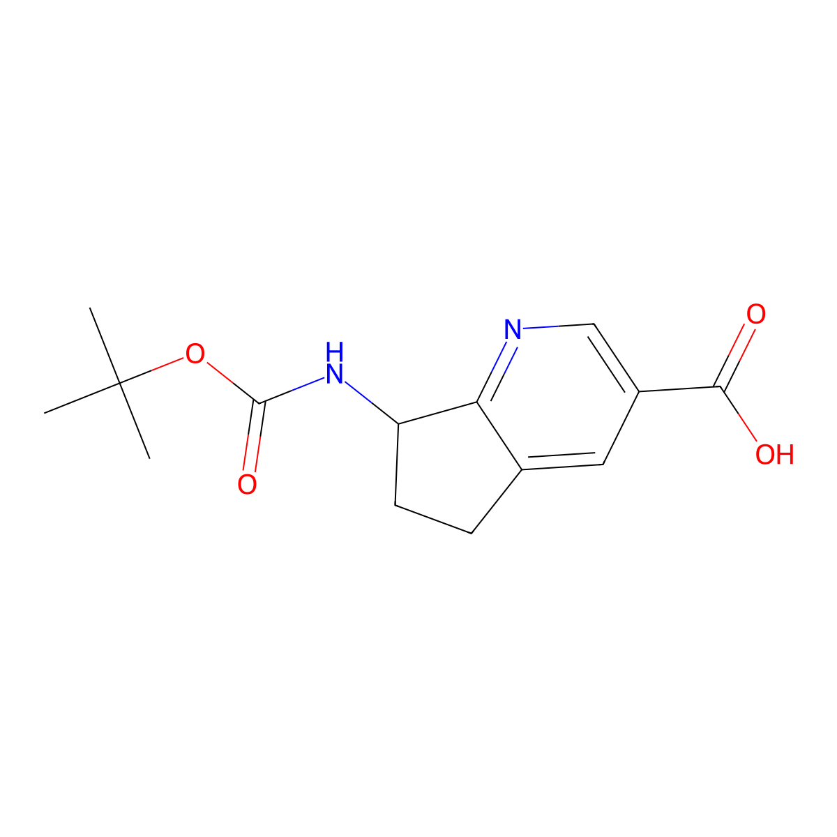 7-{[(tert-butoxy)carbonyl]amino}-5H,6H,7H-cyclopenta[b]pyridine-3-carboxylic acid molecular structure, CAS 2387226-80-2