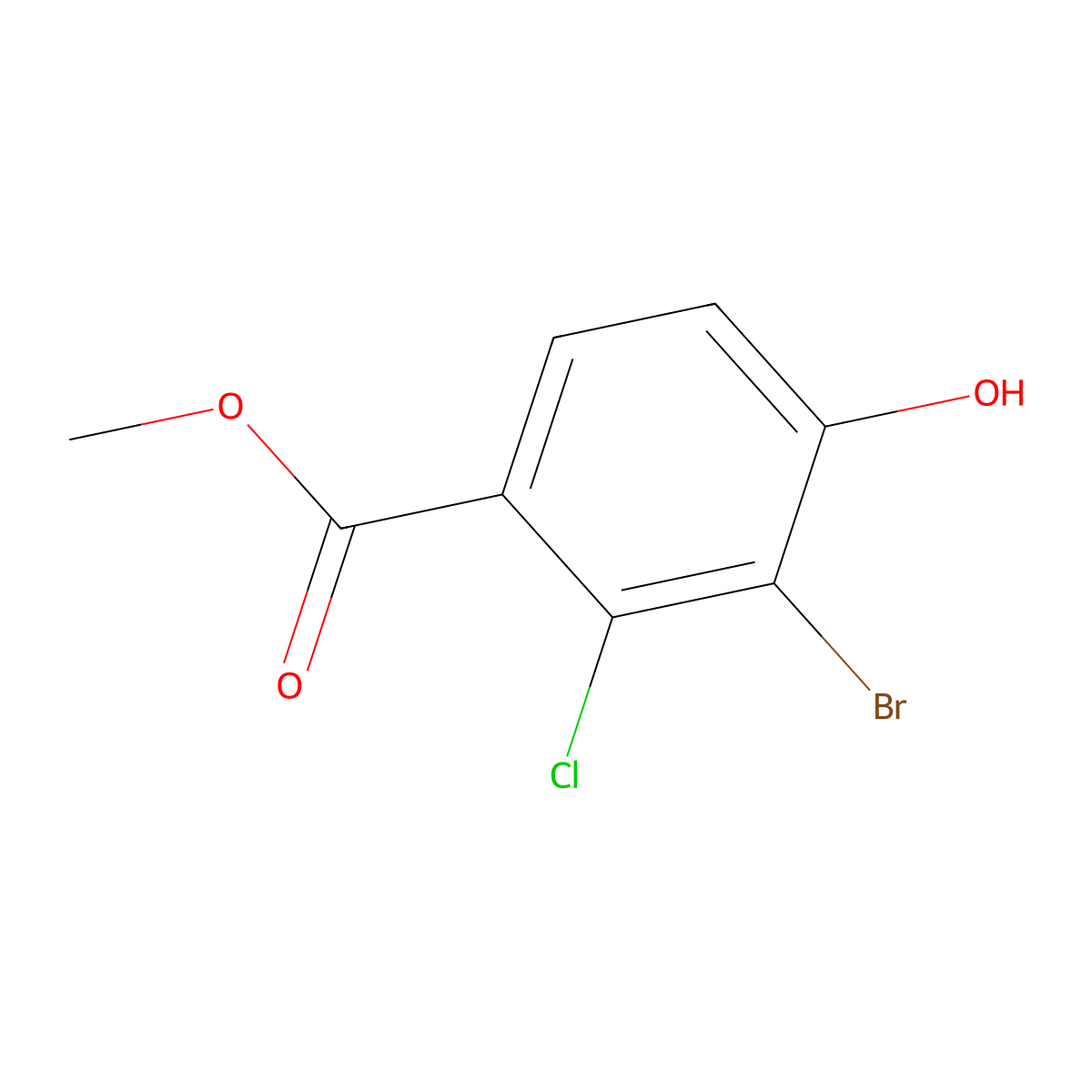 Methyl 3-bromo-2-chloro-4-hydroxybenzoate molecular structure, CAS 2387230-07-9