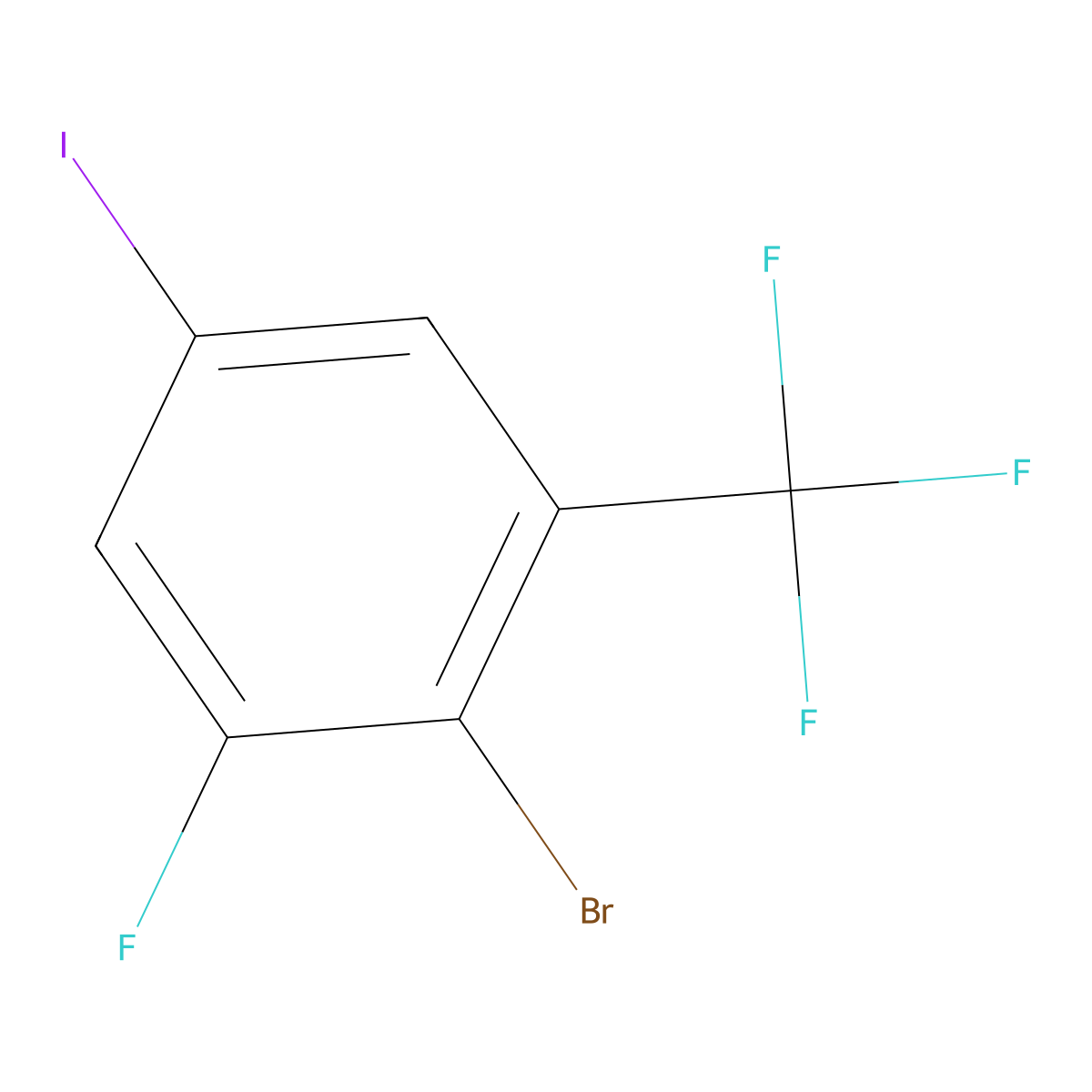 2-Bromo-1-fluoro-5-iodo-3-(trifluoromethyl)benzene molecular structure, CAS 2387231-77-6