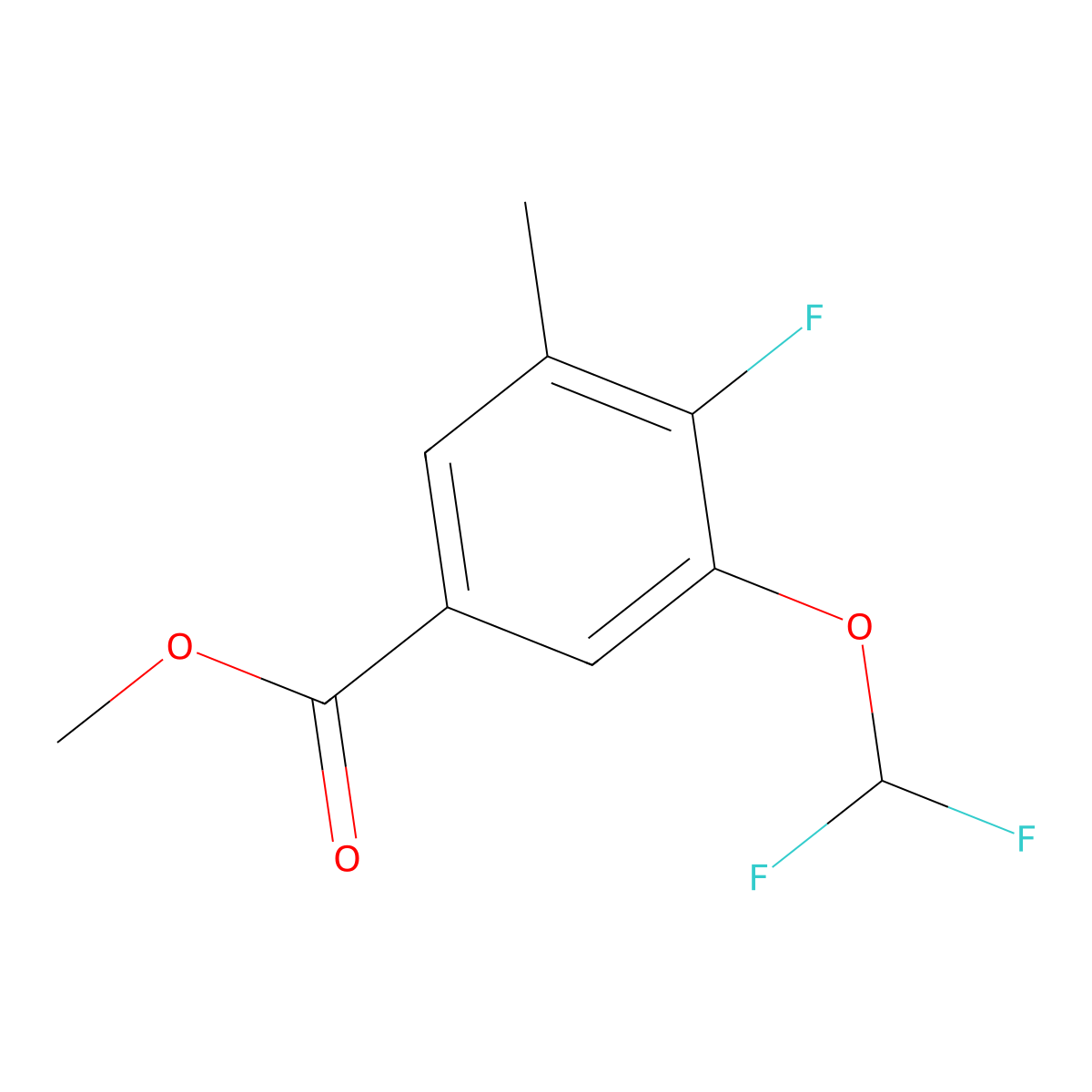 Methyl 3-(difluoromethoxy)-4-fluoro-5-methylbenzoate molecular structure, CAS 2387234-23-1