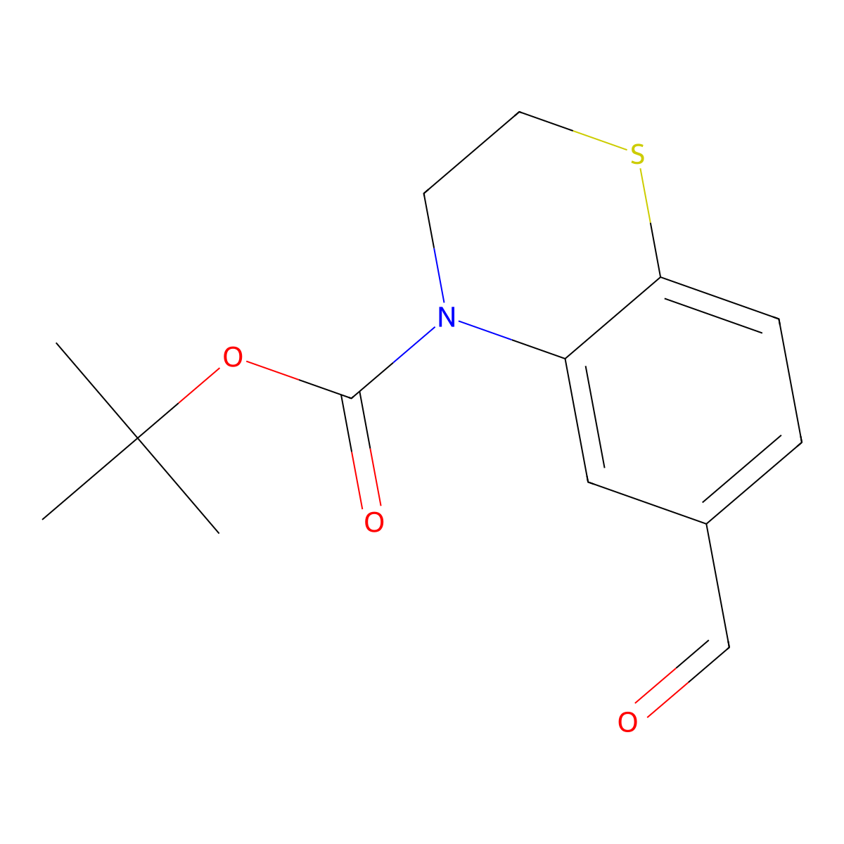 tert-butyl 6-formyl-3,4-dihydro-2H-1,4-benzothiazine-4-carboxylate molecular structure, CAS 2387242-14-8