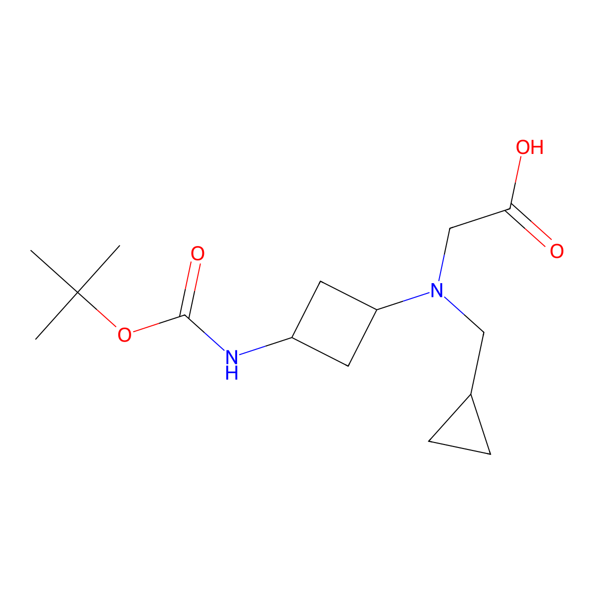 2-[(3-{[(Tert-butoxy)carbonyl]amino}cyclobutyl)(cyclopropylmethyl)amino]acetic acid molecular structure, CAS 2387252-46-0