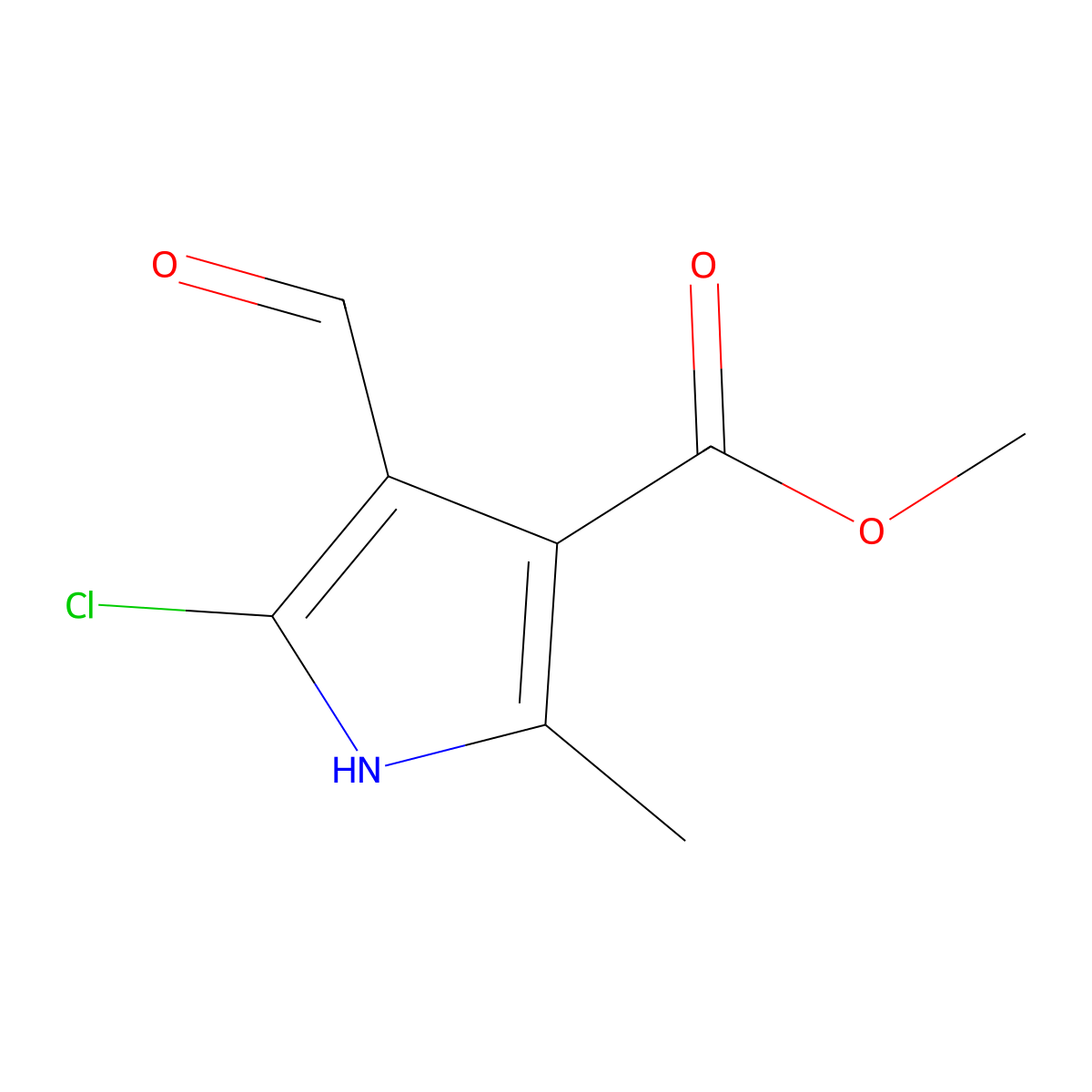 methyl5-chloro-4-formyl-2-methyl-1H-pyrrole-3-carboxylate molecular structure, CAS 2387256-48-4