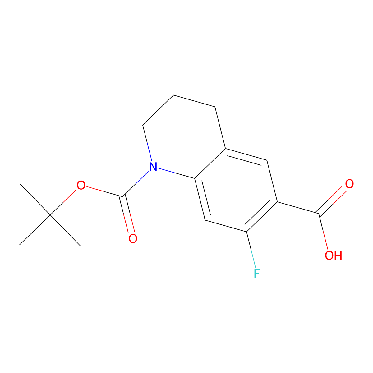 1-[(Tert-butoxy)carbonyl]-7-fluoro-1,2,3,4-tetrahydroquinoline-6-carboxylic acid molecular structure, CAS 2387261-61-0