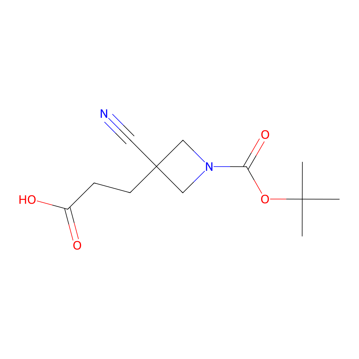 3-{1-[(Tert-butoxy)carbonyl]-3-cyanoazetidin-3-yl}propanoicacid molecular structure, CAS 2387263-91-2