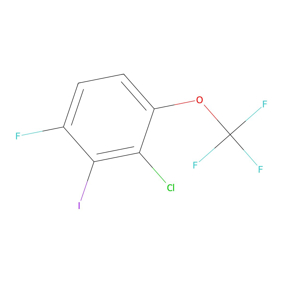 2-Chloro-4-fluoro-3-iodo-1-(trifluoromethoxy)benzene molecular structure, CAS 2387264-96-0