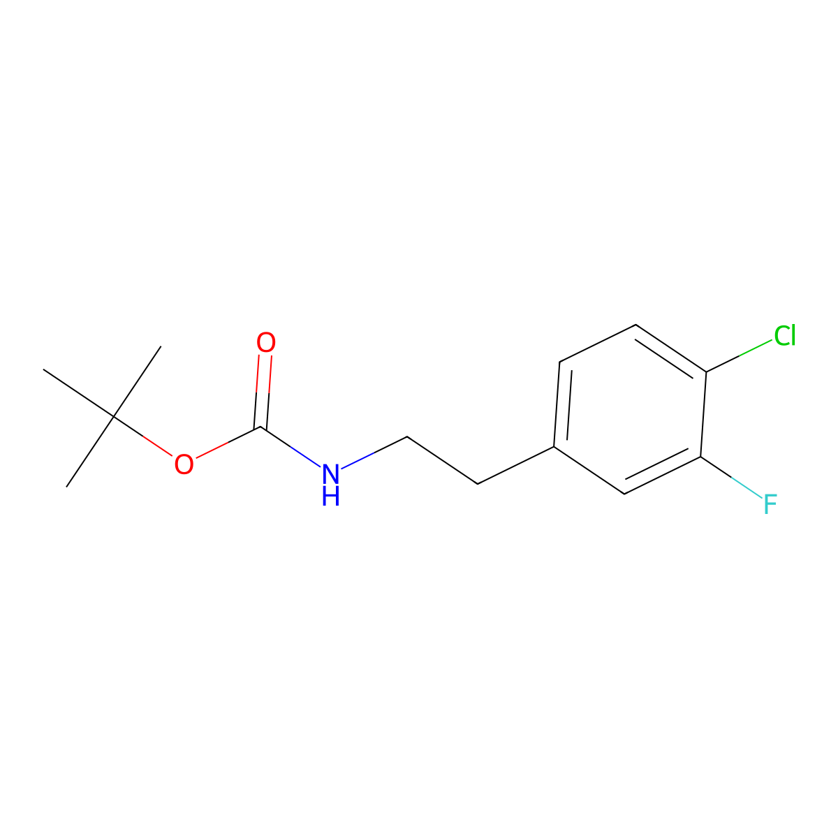 tert-butyl N-[2-(4-chloro-3-fluorophenyl)ethyl]carbamate molecular structure, CAS 2387268-29-1