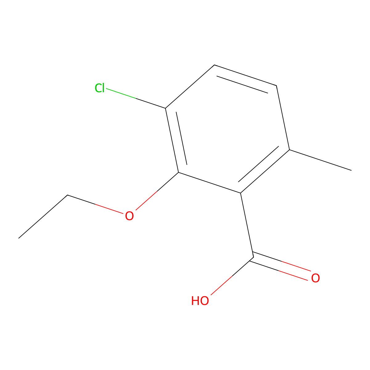 3-Chloro-2-ethoxy-6-methylbenzoic acid molecular structure, CAS 2387274-54-4