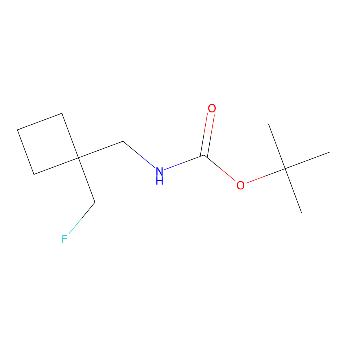 tert-butyl N-{[1-(fluoromethyl)cyclobutyl]methyl}carbamate molecular structure, CAS 2387275-09-2