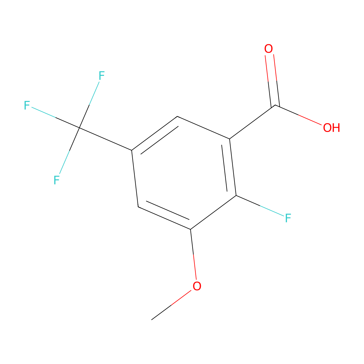 2-Fluoro-3-methoxy-5-(trifluoromethyl)benzoic acid molecular structure, CAS 2387276-54-0