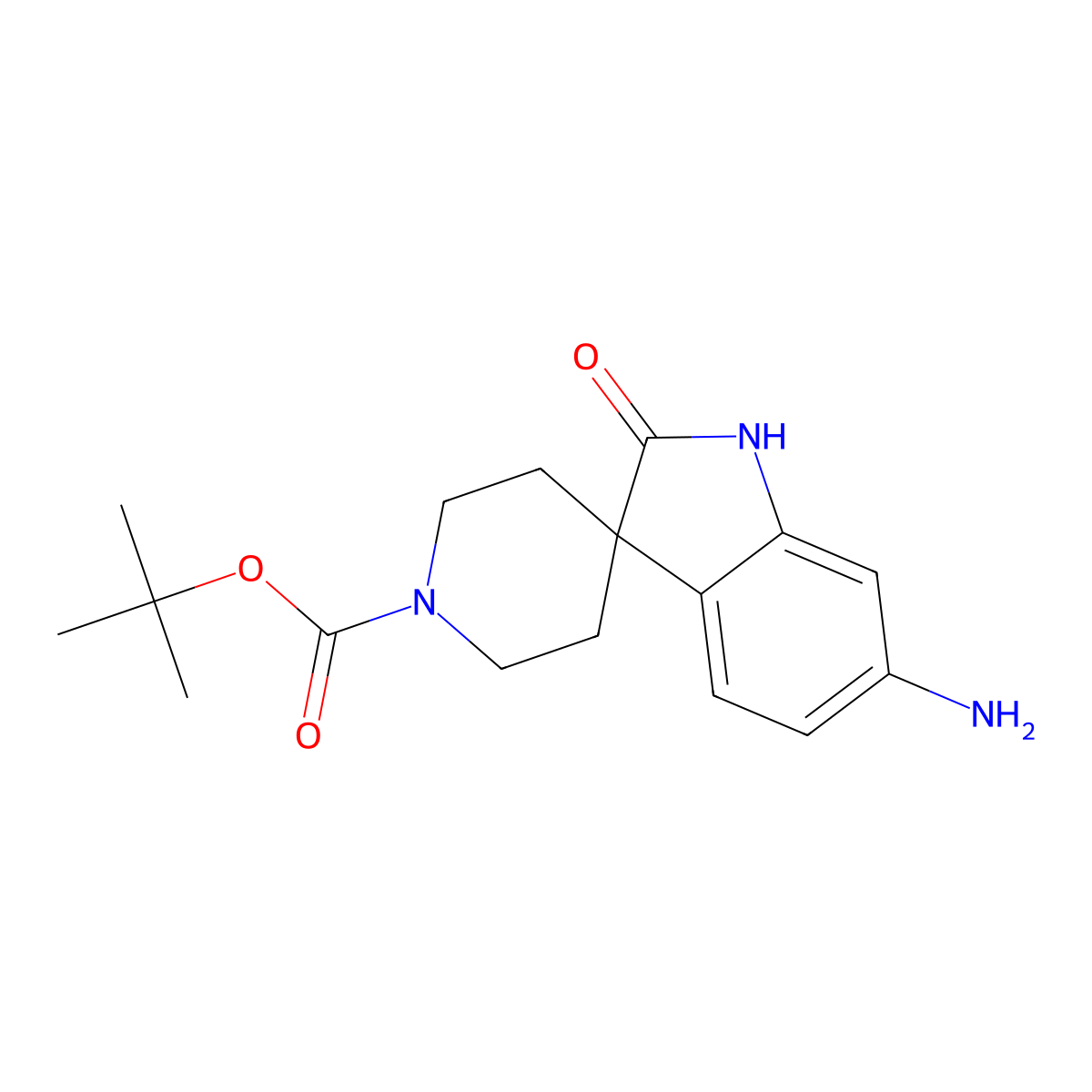 tert-Butyl 6-amino-2-oxospiro[indoline-3,4'-piperidine]-1'-carboxylate molecular structure, CAS 2387286-24-8
