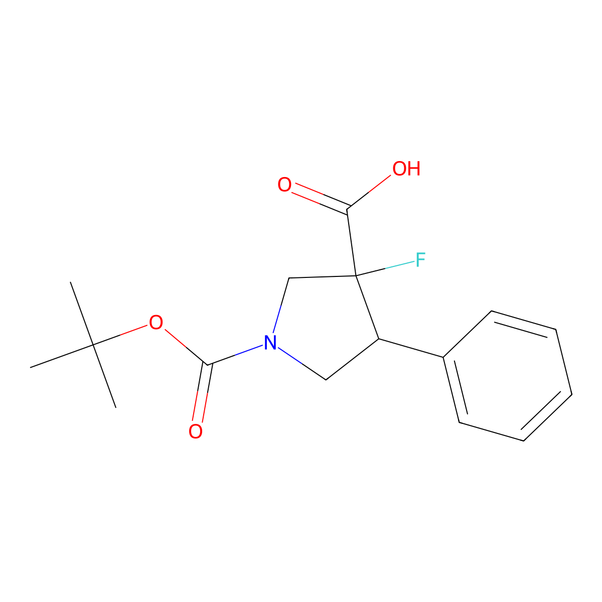 1-(tert-Butoxycarbonyl)-3-fluoro-4-phenylpyrrolidine-3-carboxylic acid molecular structure, CAS 2387290-23-3