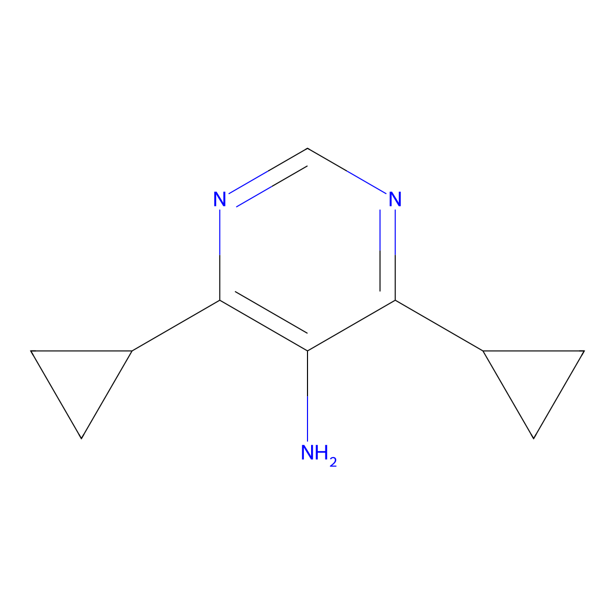 4,6-Dicyclopropylpyrimidin-5-amine molecular structure, CAS 2387291-26-9