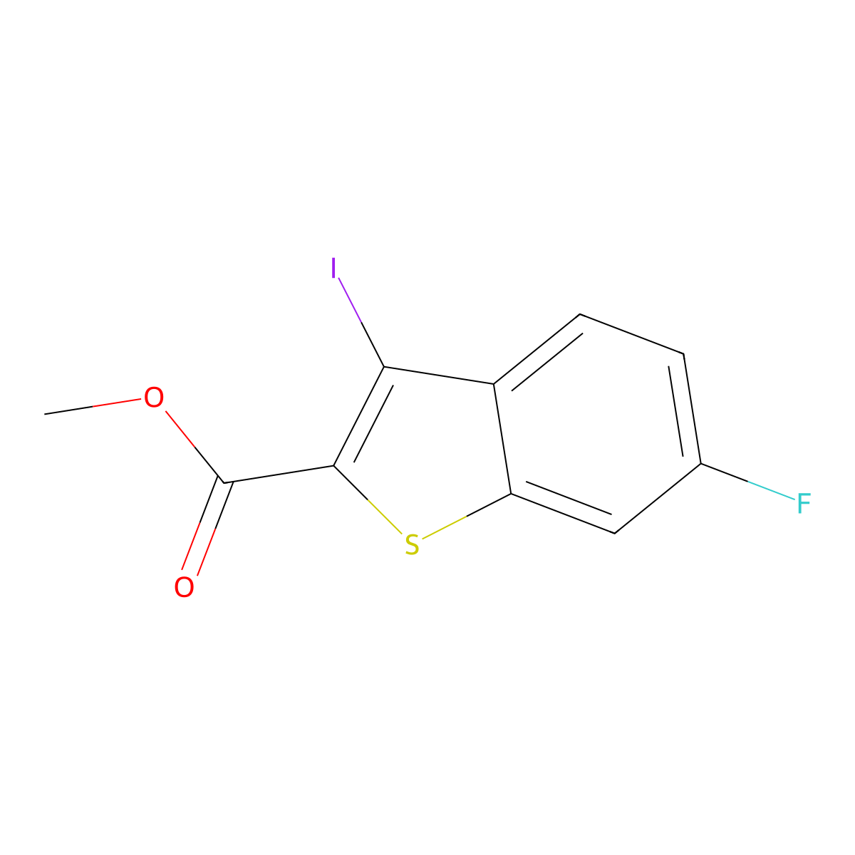 Methyl 6-fluoro-3-iodobenzo[b]thiophene-2-carboxylate molecular structure, CAS 2387293-62-9