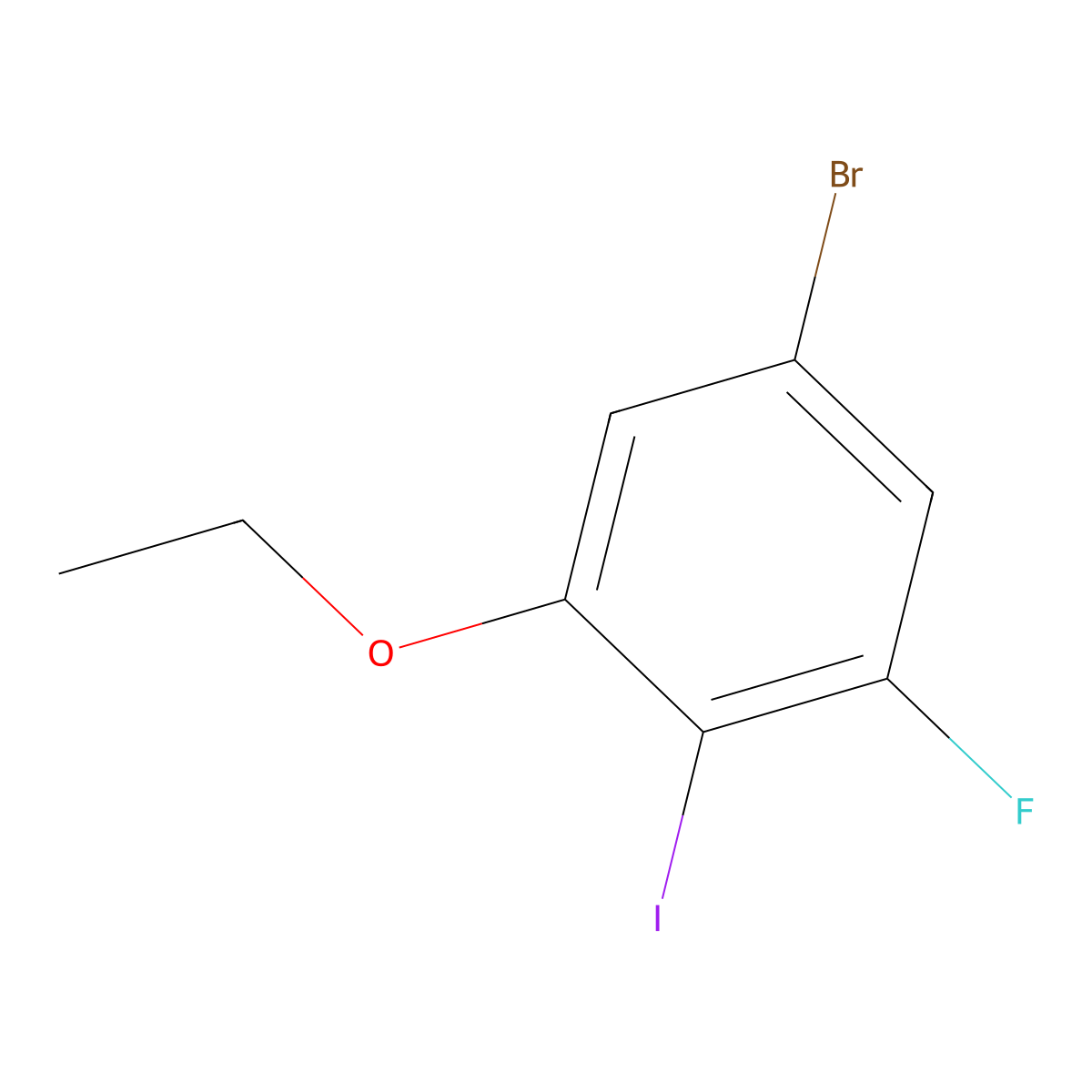 5-Bromo-1-ethoxy-3-fluoro-2-iodobenzene molecular structure, CAS 2387293-72-1