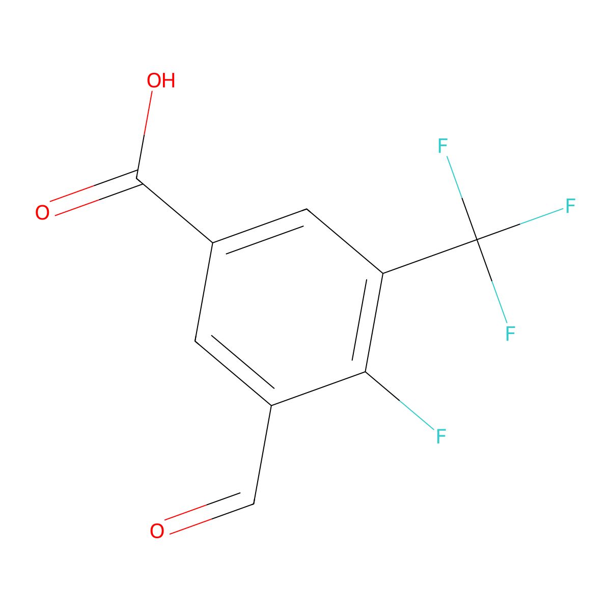 4-Fluoro-3-formyl-5-(trifluoromethyl)benzoic acid molecular structure, CAS 2387319-56-2