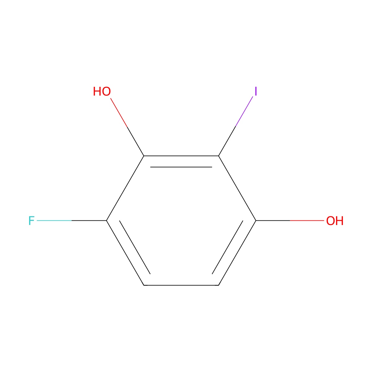 4-Fluoro-2-iodobenzene-1,3-diol molecular structure, CAS 2387320-60-5