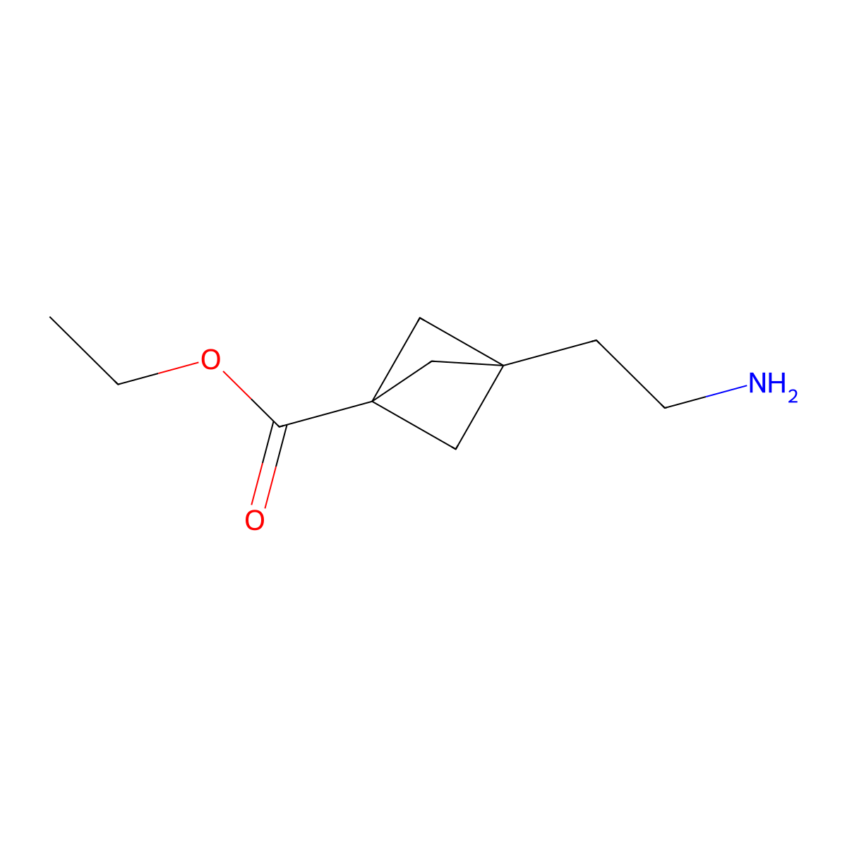 Ethyl 3-(2-aminoethyl)bicyclo[1.1.1]pentane-1-carboxylate molecular structure, CAS 2387320-91-2