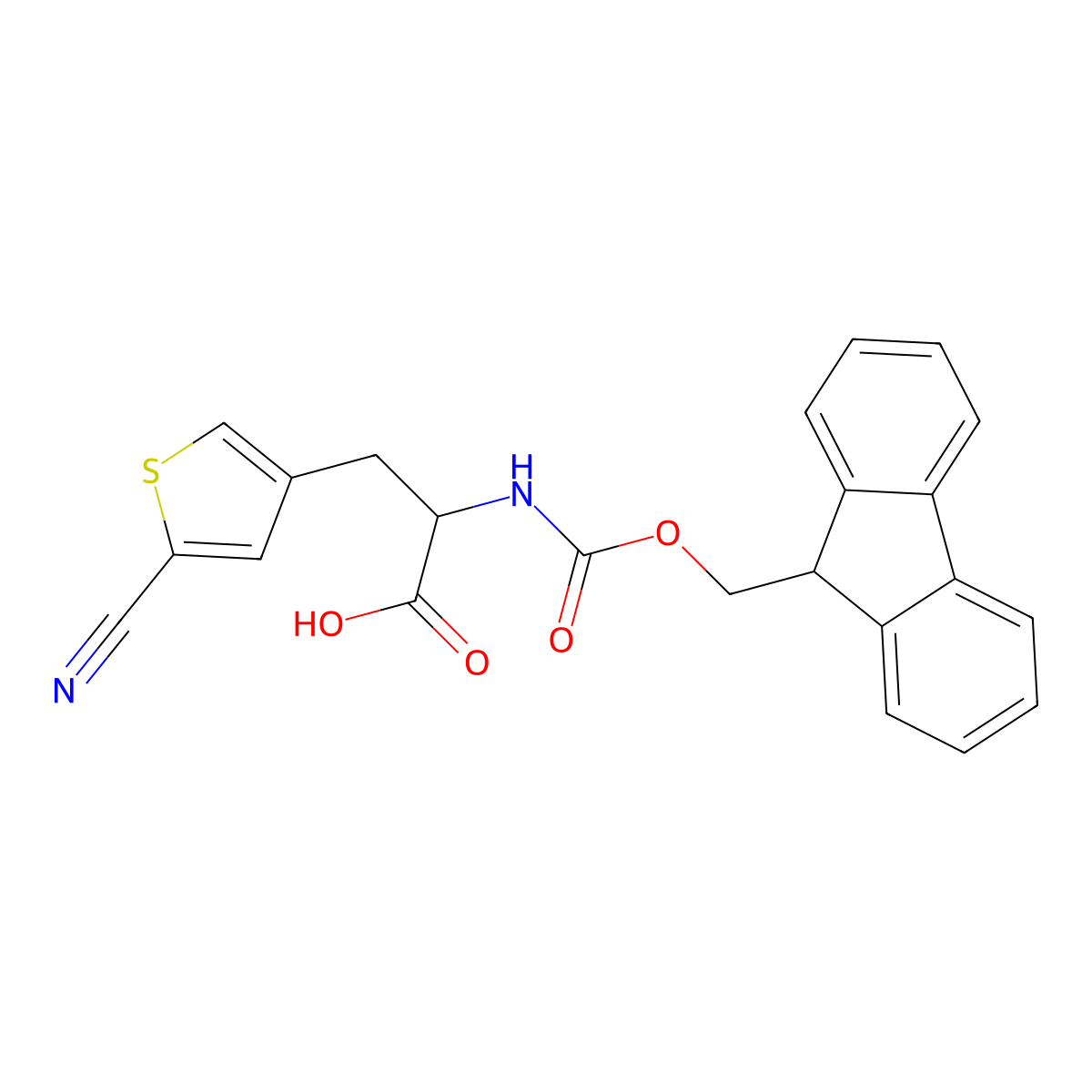 3-(5-cyanothiophen-3-yl)-2-({[(9H-fluoren-9-yl)methoxy]carbonyl}amino)propanoic acid molecular structure, CAS 2387321-50-6