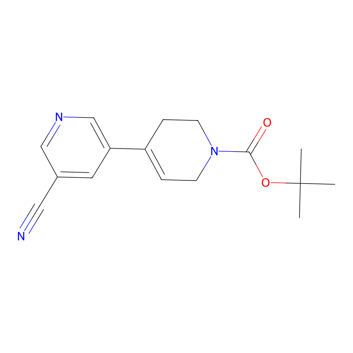 Tert-butyl 4-(5-cyanopyridin-3-yl)-3,6-dihydro-2H-pyridine-1-carboxylate molecular structure, CAS 2387322-29-2