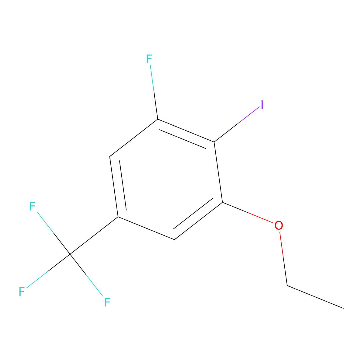 1-Ethoxy-3-fluoro-2-iodo-5-(trifluoromethyl)benzene molecular structure, CAS 2387323-31-9