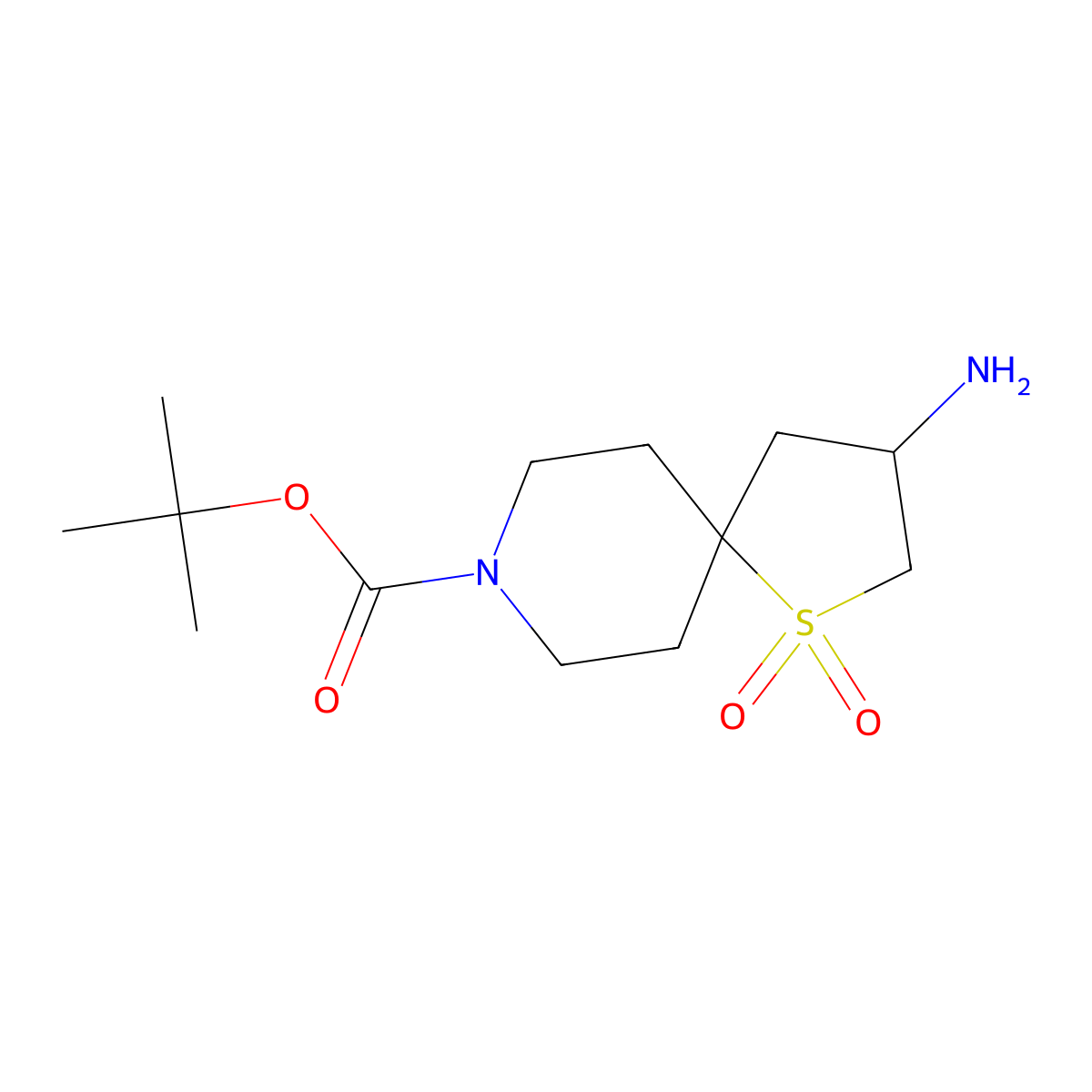 tert-Butyl 3-amino-1-thia-8-azaspiro[4.5]decane-8-carboxylate 1,1-dioxide molecular structure, CAS 2387327-85-5