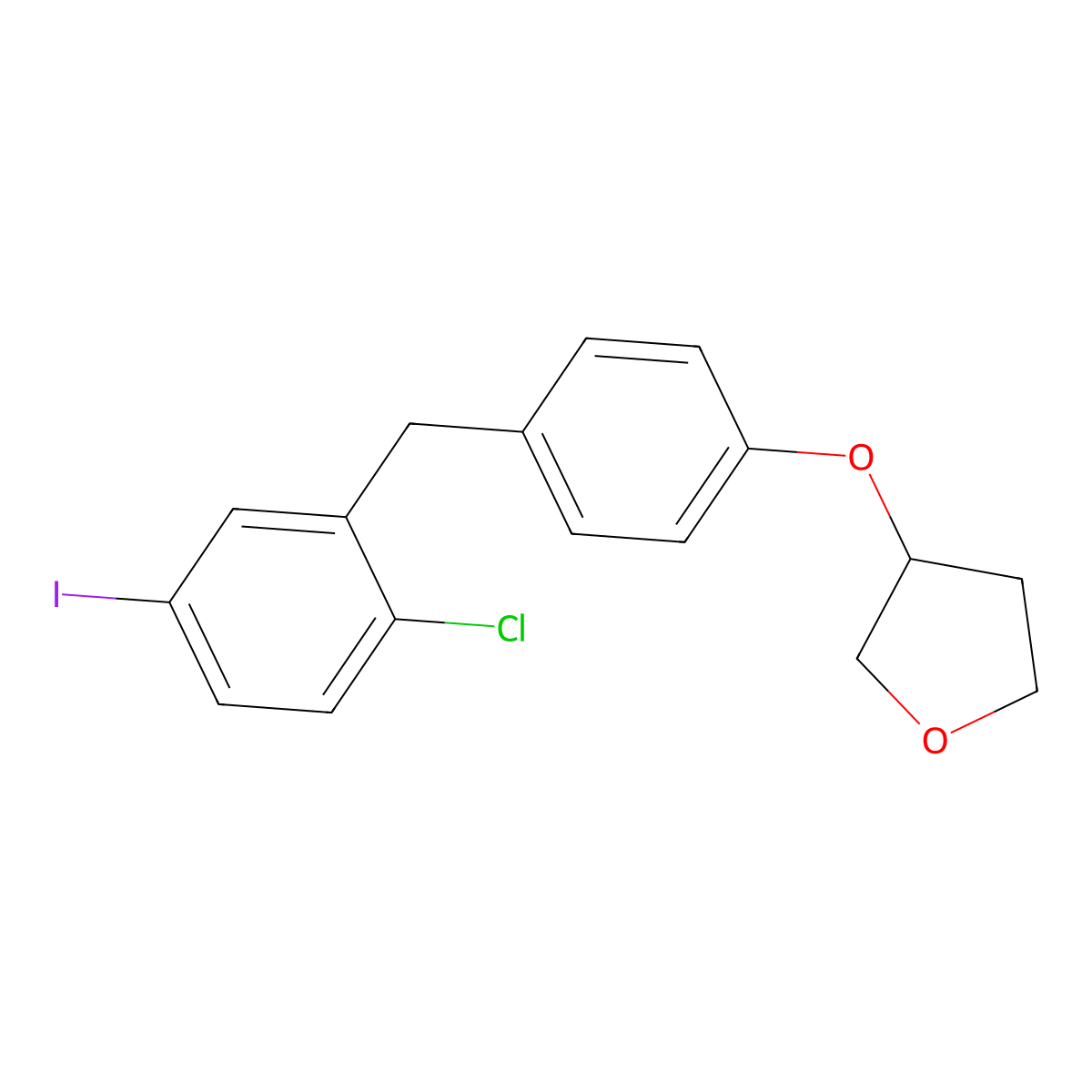(3S)-3-[4-[(2-Chloro-5-iodophenyl)methyl]phenoxy]tetrahydro-furan molecular structure, CAS 2387332-20-7
