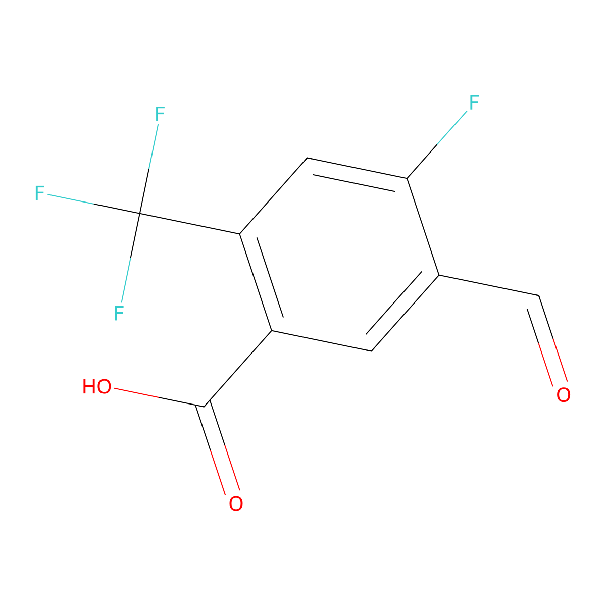 4-Fluoro-5-formyl-2-(trifluoromethyl)benzoic acid molecular structure, CAS 2387341-88-8