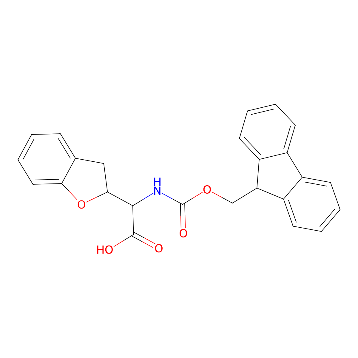 2-(2,3-dihydro-1-benzofuran-2-yl)-2-({[(9H-fluoren-9-yl)methoxy]carbonyl}amino)acetic acid molecular structure, CAS 2387343-88-4