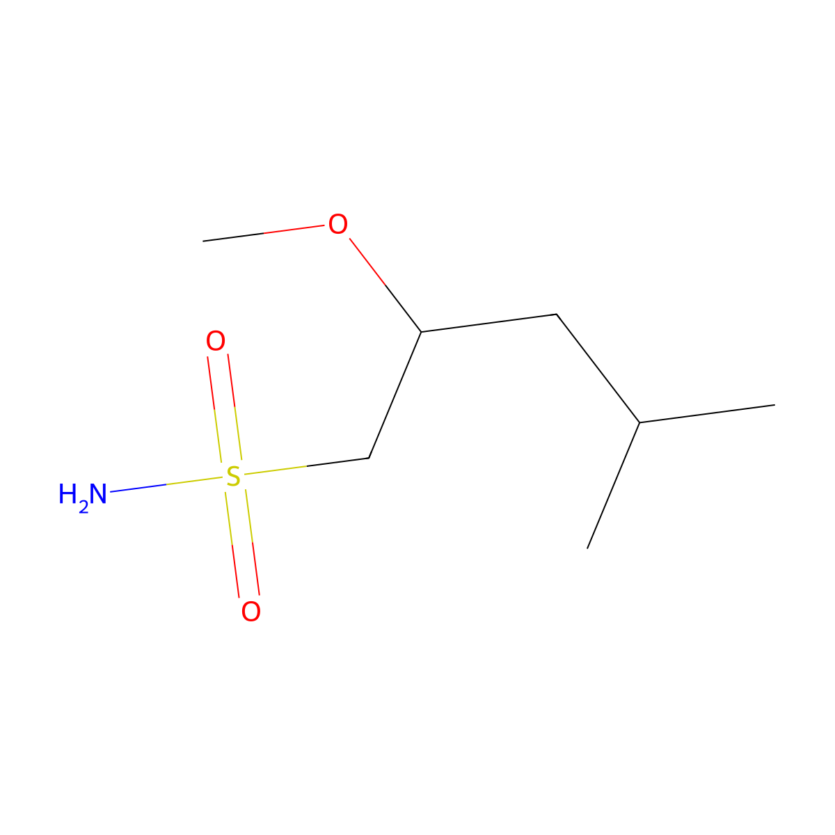 2-Methoxy-4-methylpentane-1-sulfonamide molecular structure, CAS 2387346-05-4