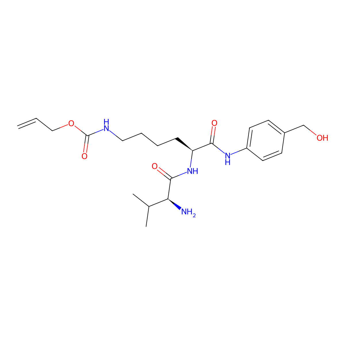 Allyl N-[(5S)-5-[[(2S)-2-amino-3-methyl-butanoyl]amino]-6-[4-(hydroxymethyl)anilino]-6-oxo-hexyl]carbamate molecular structure, CAS 2387346-52-1