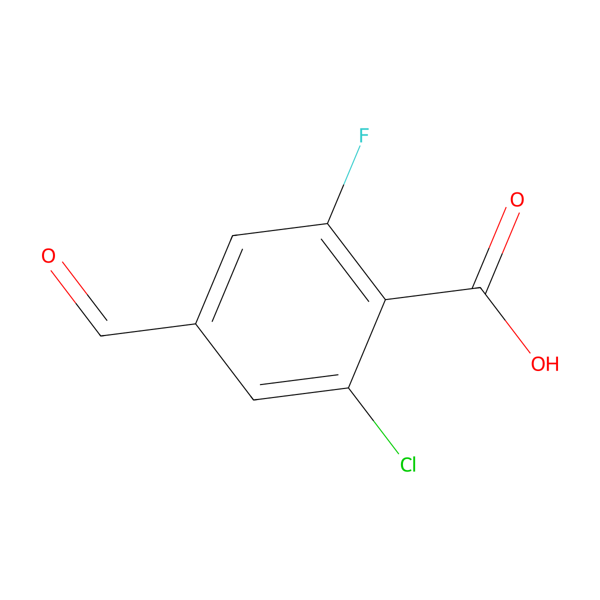 2-Chloro-6-fluoro-4-formylbenzoic acid molecular structure, CAS 2387347-74-0