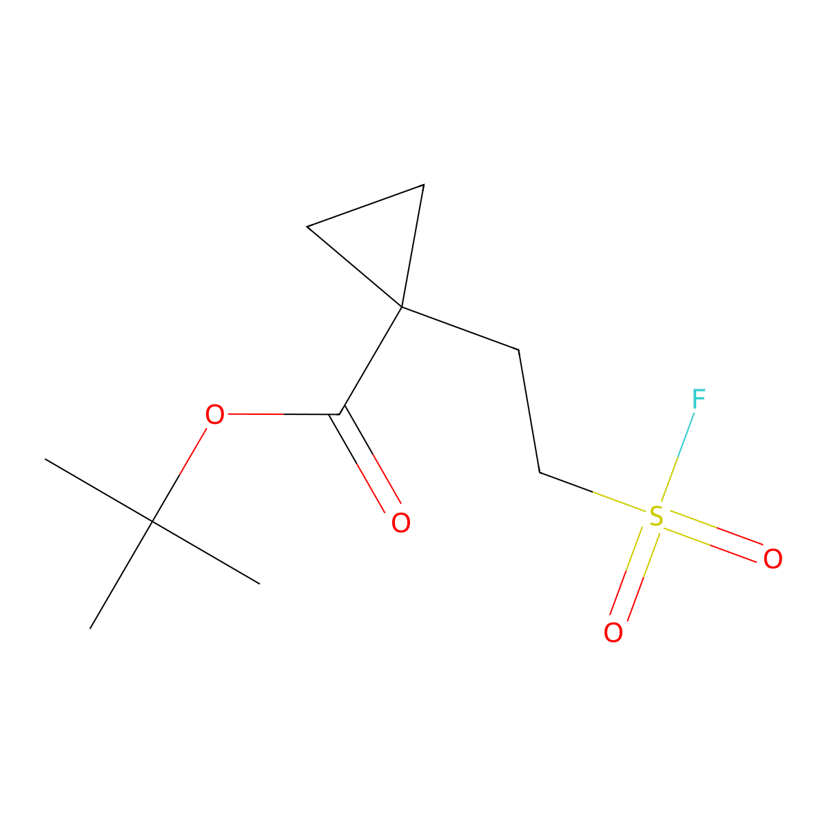 Tert-butyl 1-[2-(fluorosulfonyl)ethyl]cyclopropane-1-carboxylate molecular structure, CAS 2387348-49-2