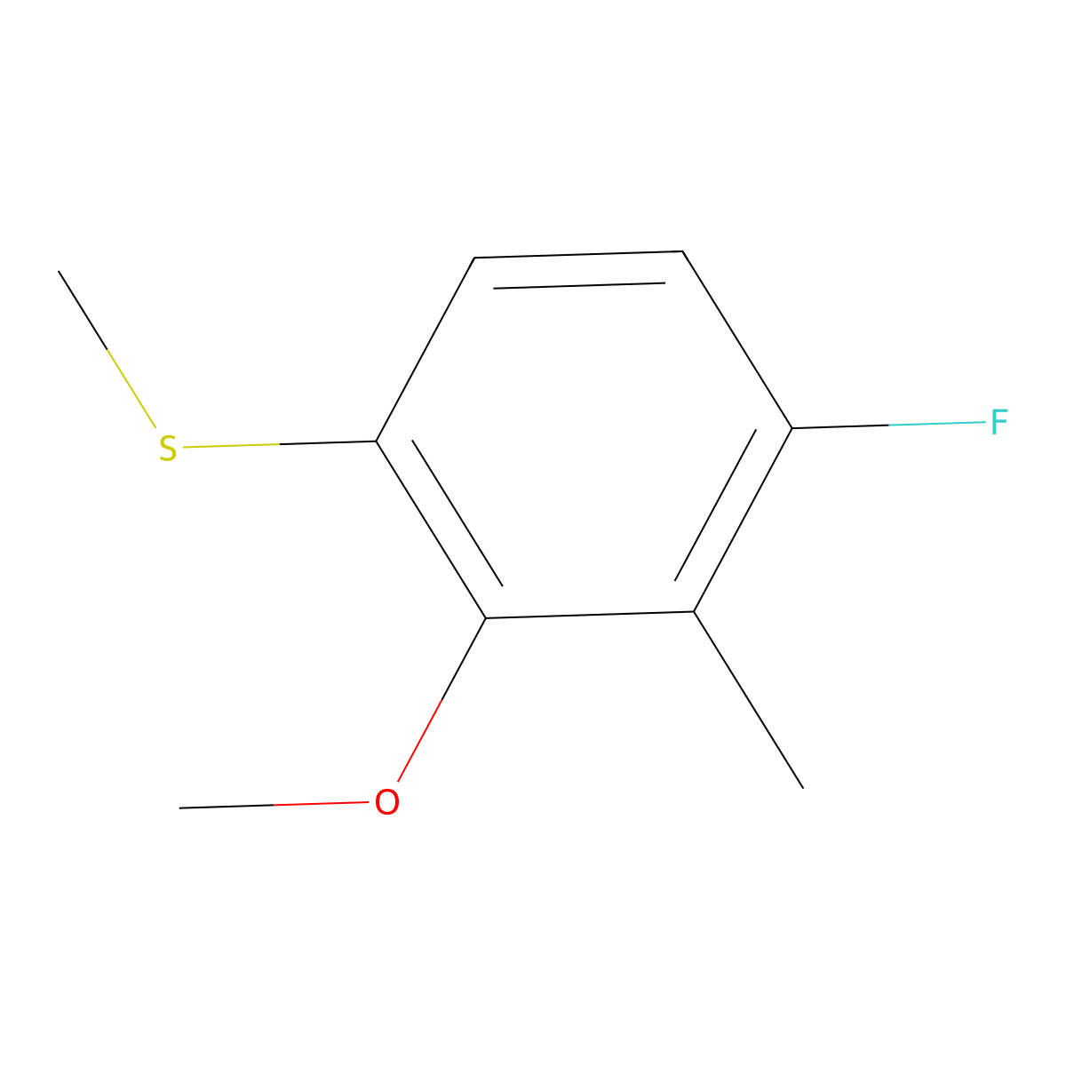 (4-Fluoro-2-methoxy-3-methylphenyl)(methyl)sulfane molecular structure, CAS 2387349-14-4