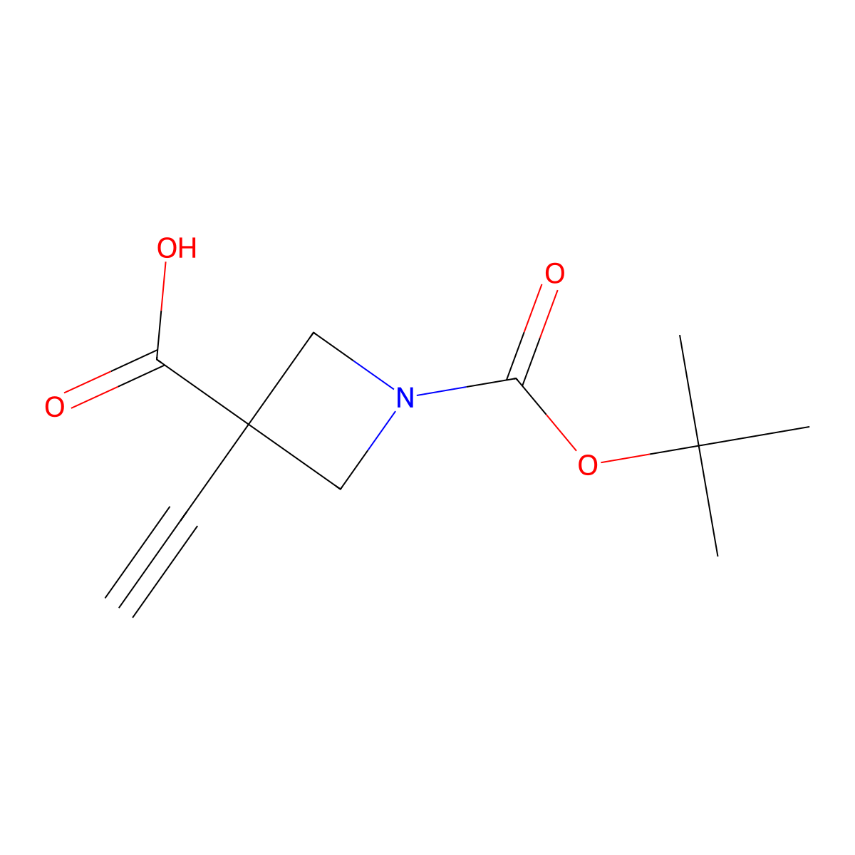 1-[(Tert-butoxy)carbonyl]-3-ethynylazetidine-3-carboxylic acid molecular structure, CAS 2387353-34-4