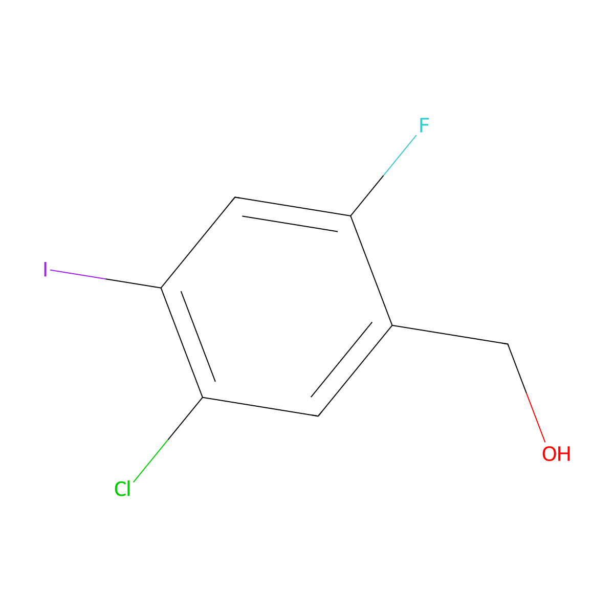 (5-Chloro-2-fluoro-4-iodophenyl)methanol molecular structure, CAS 2387354-15-4